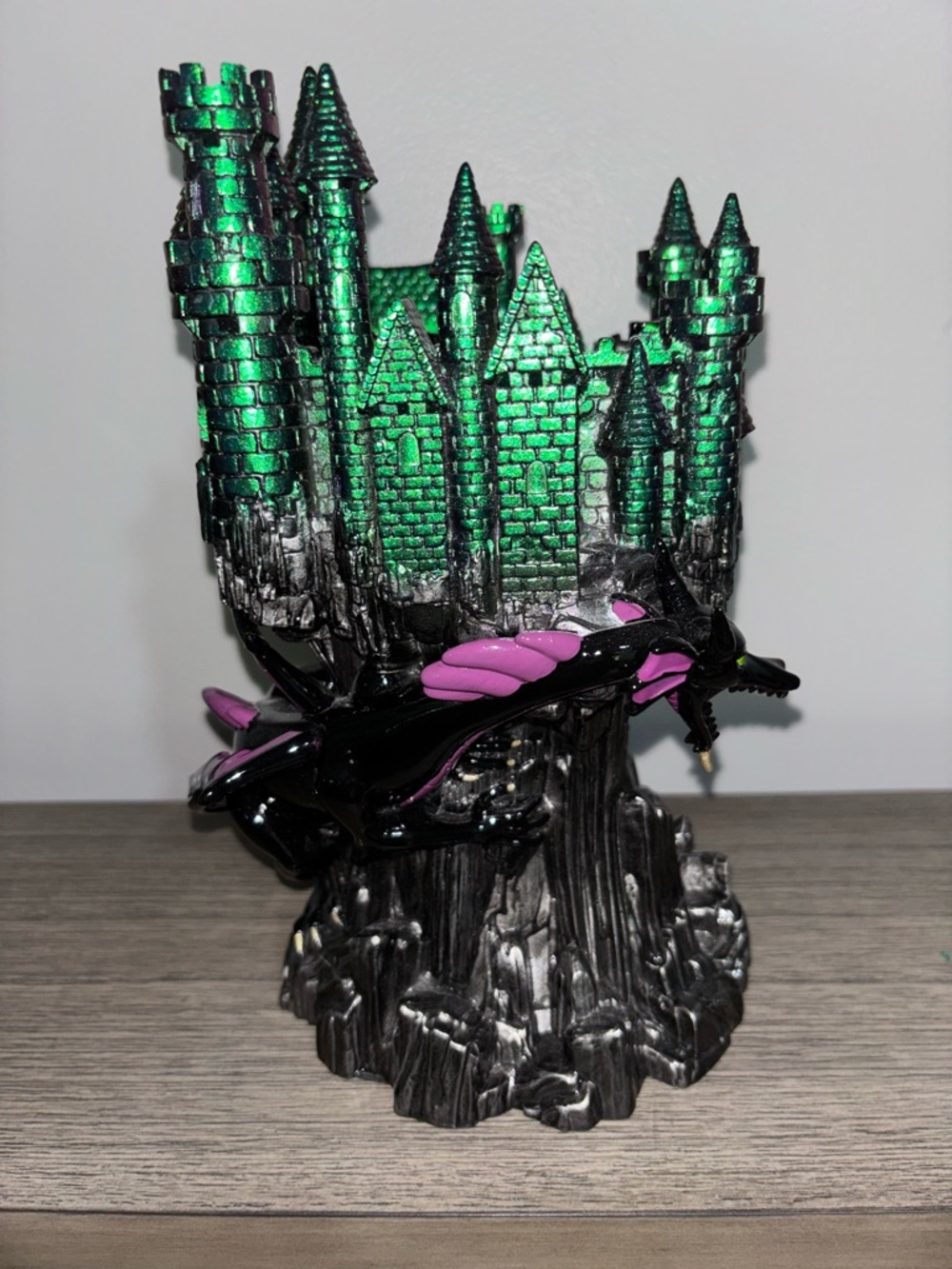 Bath & Body Green Metallic Castle Dragon Figurine with Black & Purple Dragon